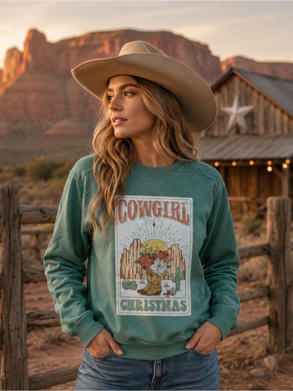 Cowgirl Christmas Sweater Size S